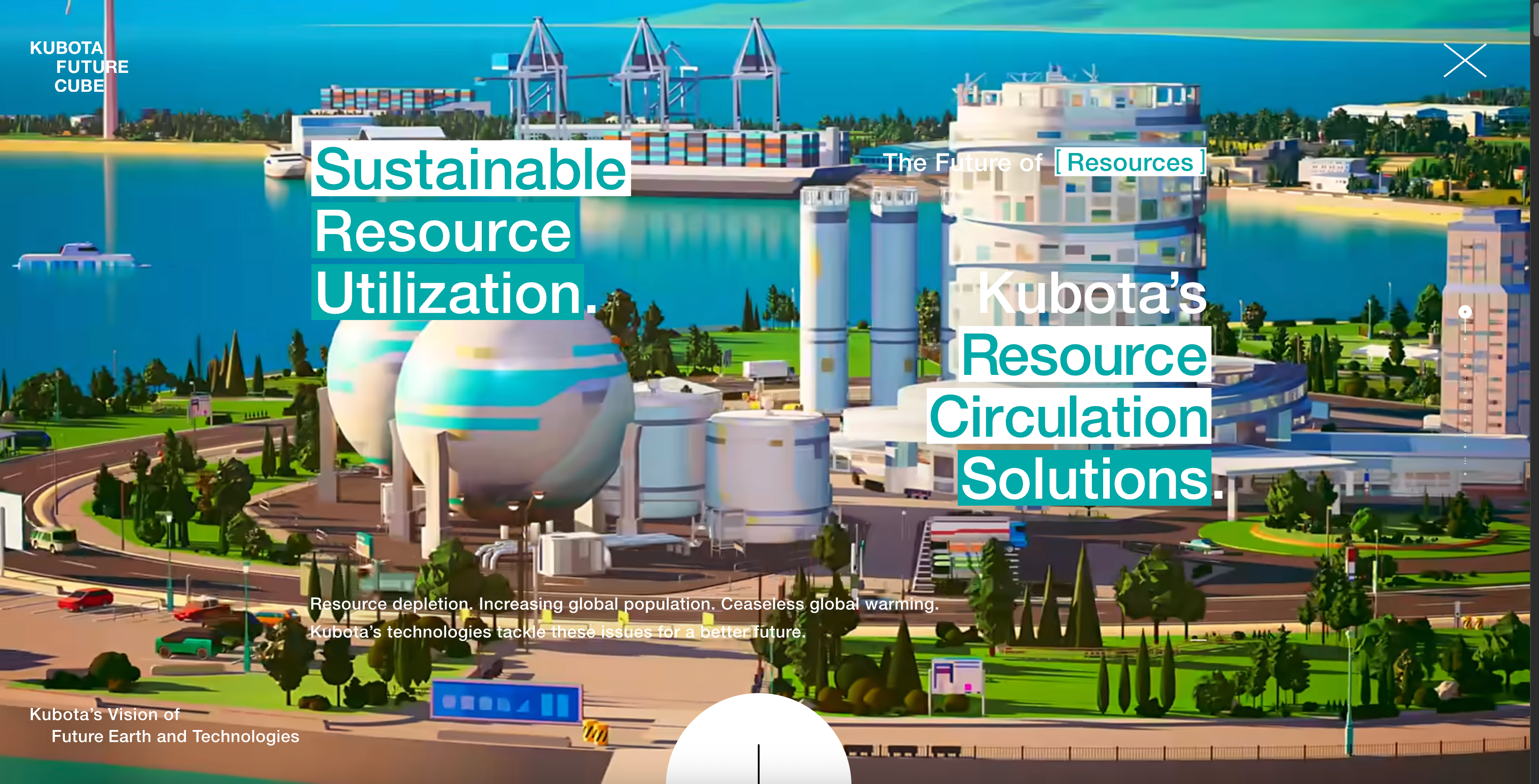 3D scrolltelling future city visualization for corporate vision and strategic narrative campaigns